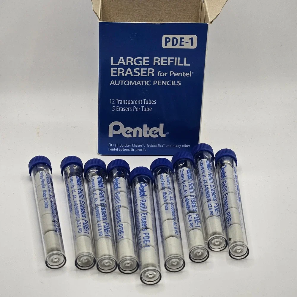 Pentel Refill Eraser PDE-1 White 9 Tubes Large for Automatic Pencils